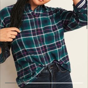 NWT Oversized Plaid Flannel Boyfriend Shirt